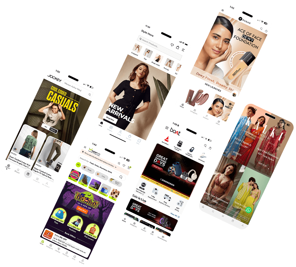 BFCM 2025 Mobile Commerce Insights - Mobile app screens