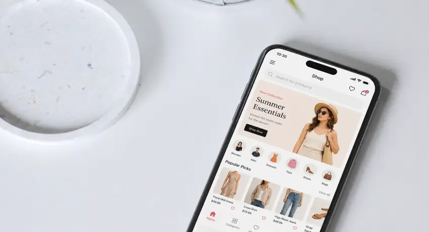 Shopping app on a phone